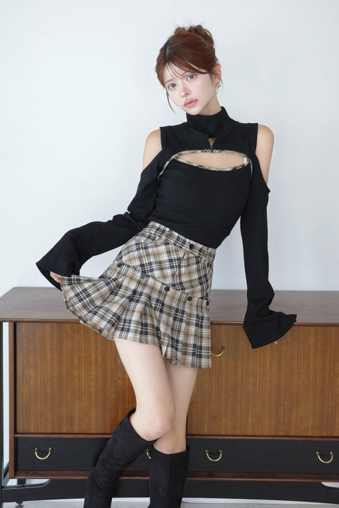 フェイクドッキングプレイドミニスカート