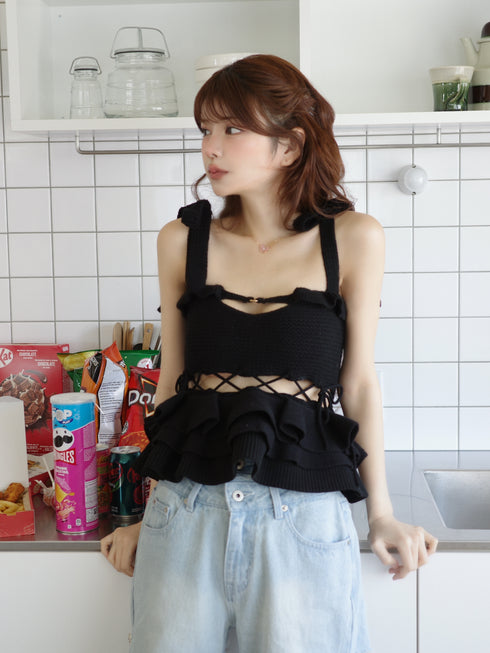 2wayストリングコアニットトップス