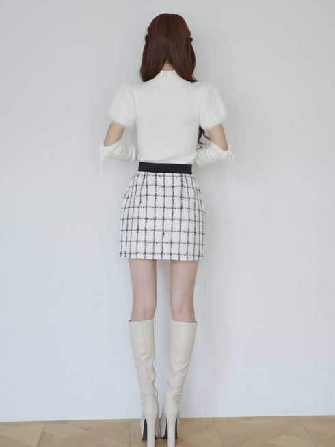 Étoile Check tweedジップスカート