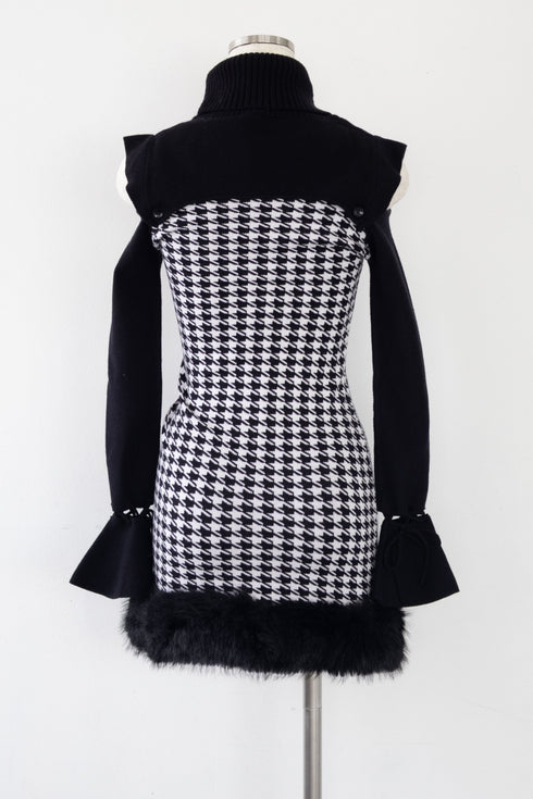 2wayハウンドトゥースファーミニワンピース