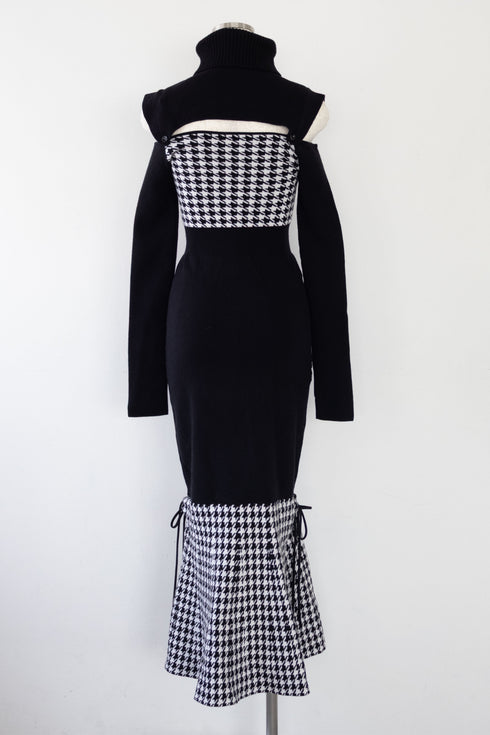 2wayハウンドトゥースストリングコアワンピース