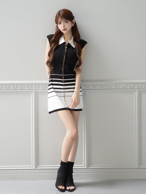 グラデーションストライプニットワンピース