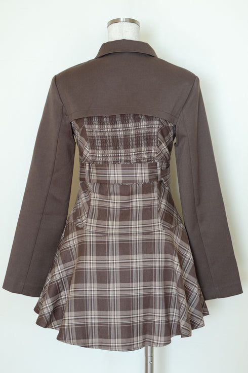 チェック柄バックルジャケットアンサンブル