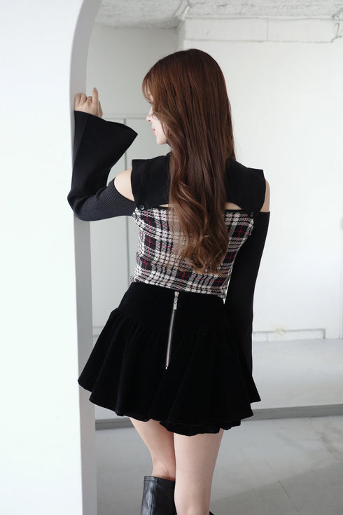 2wayプレイドニットトップス