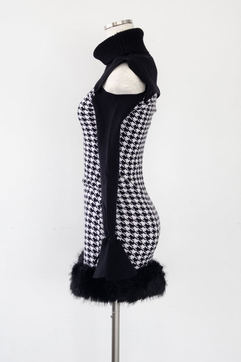 2wayハウンドトゥースファーミニワンピース