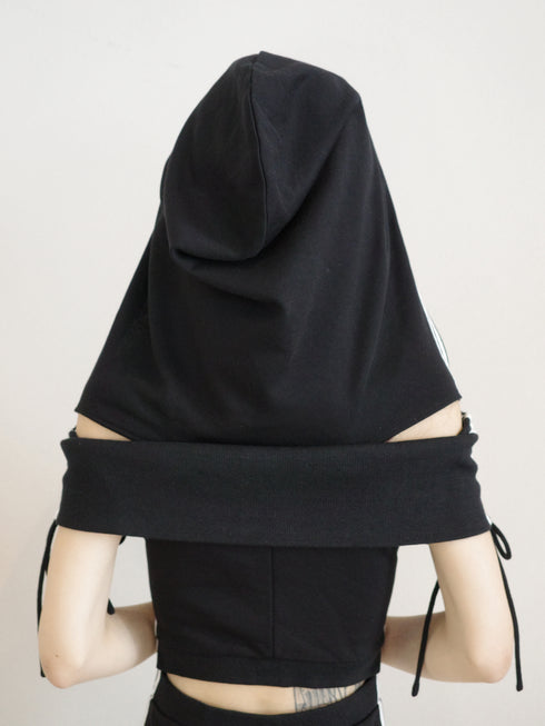 オーバーフードオフショルスウェットワンピース