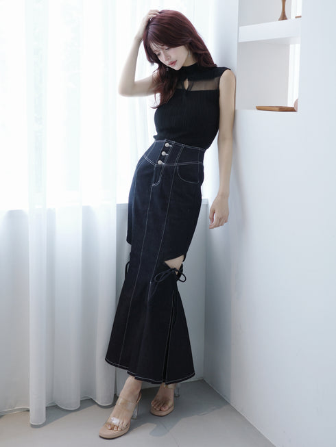 カットアウトノースリニットトップス