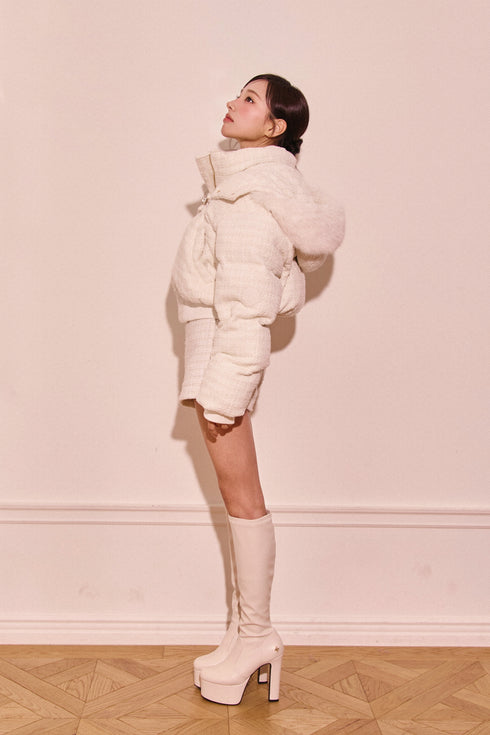 スリムレザープラットフォームロングブーツ