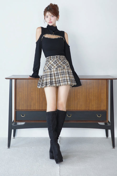 フェイクドッキングプレイドミニスカート