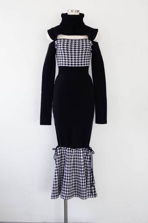 2wayハウンドトゥースストリングコアワンピース