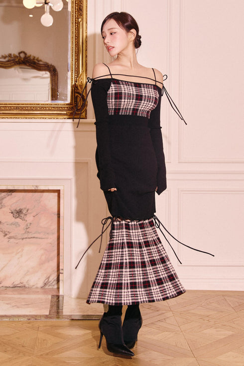 ストリングコアプレイドマーメイドワンピース