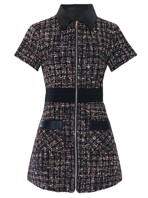 Curvy tweed zip one piece