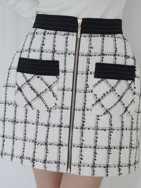 Étoile Check tweedジップスカート