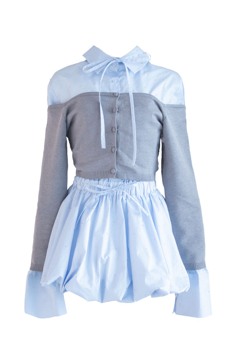 ビジューバルーンシャツアンサンブル