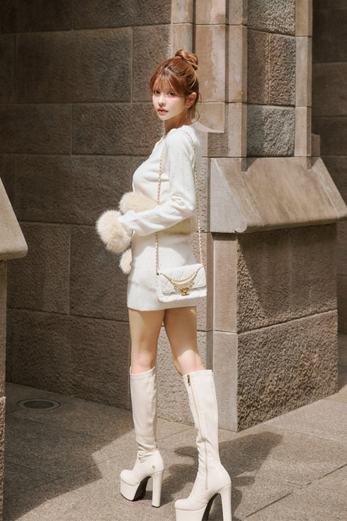 ビジューファーカーディガンセットアップ