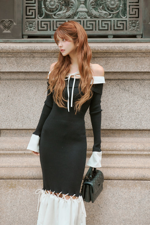 シャツドッキングストリングコアロングワンピース