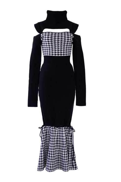 2wayハウンドトゥースストリングコアワンピース