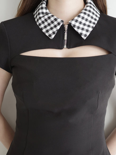 ギンガムドッキングAラインワンピース