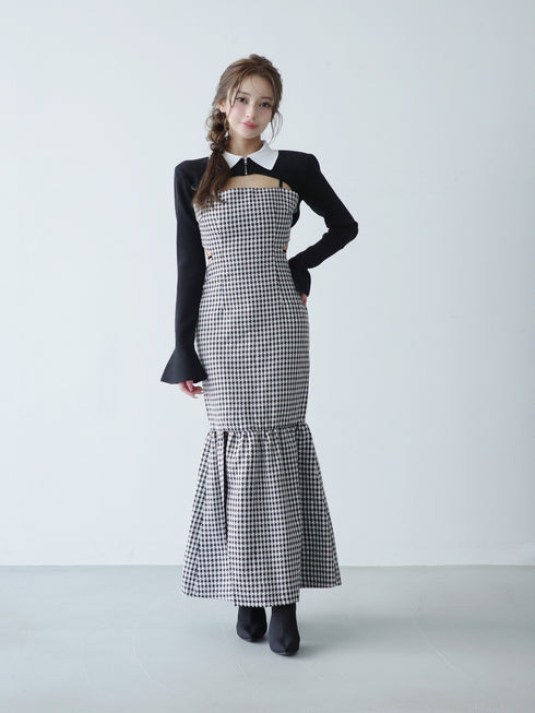 Back open houndstooth ensemble