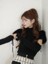 ファーショルダーニットトップス