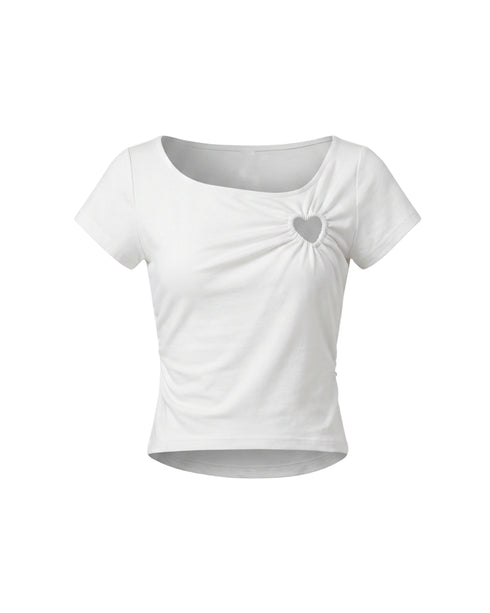 ボートネックハートカットTシャツ
