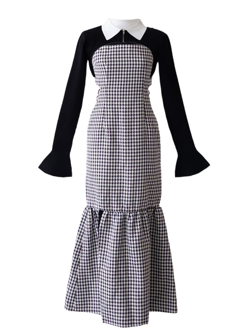 Back open houndstooth ensemble