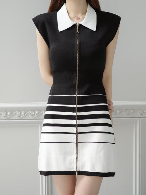 グラデーションストライプニットワンピース