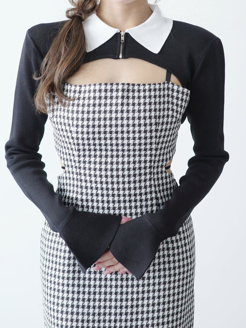 Back open houndstooth ensemble