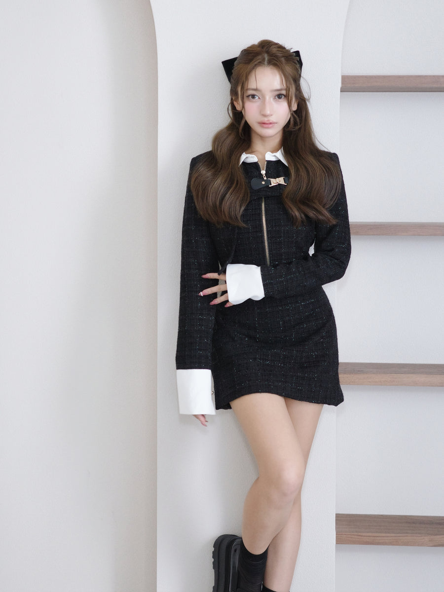 Randy Asymmetry buckle tweed dress ワンピース Asymmetry buckle tweed dress – Randy