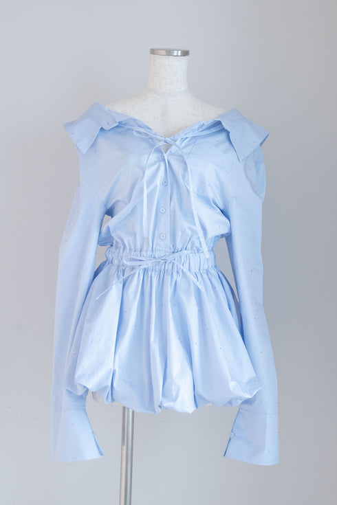 ビジューバルーンシャツアンサンブル