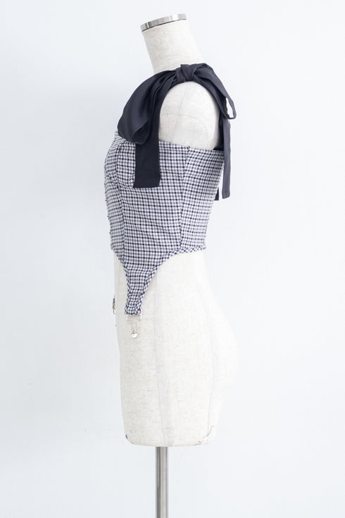 ハウンドチェックコルセットセットアップ