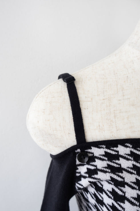 2wayハウンドトゥースファーミニワンピース