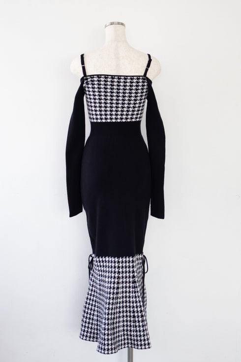 2wayハウンドトゥースストリングコアワンピース