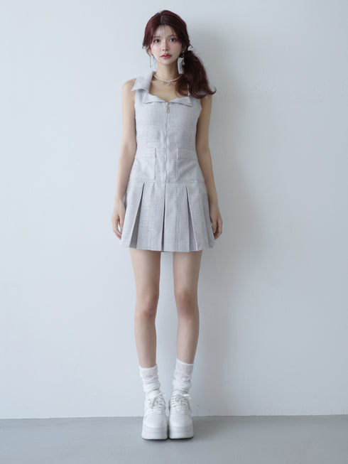 シャイニーツイードジップワンピース