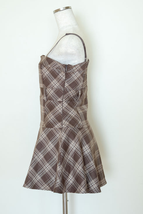 チェック柄バックルジャケットアンサンブル