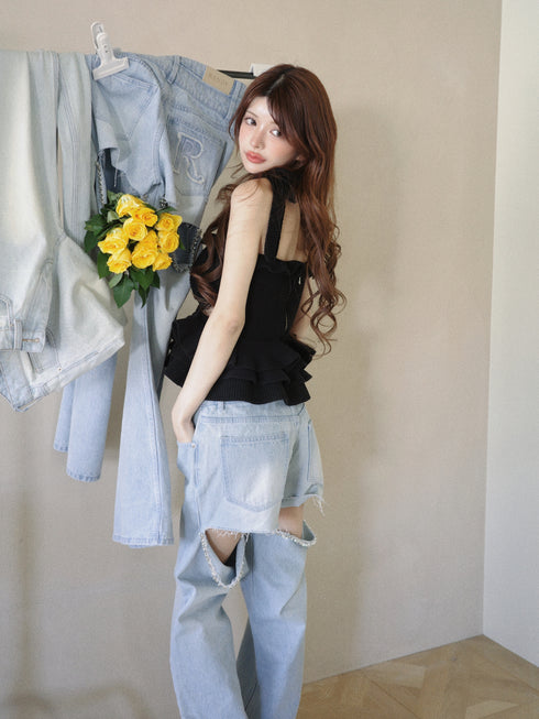 2wayストリングコアニットトップス