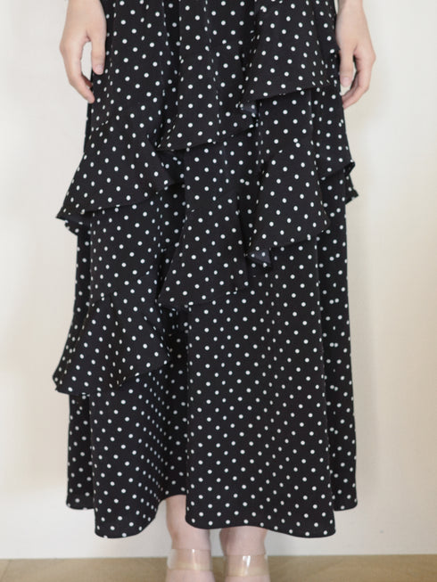 ランダムドットティアードマーメイドワンピース