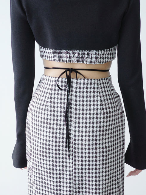 Back open houndstooth ensemble