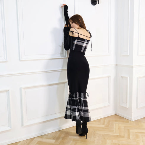String core plaid dress