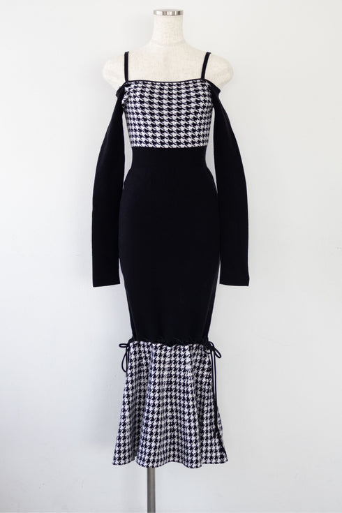 2wayハウンドトゥースストリングコアワンピース