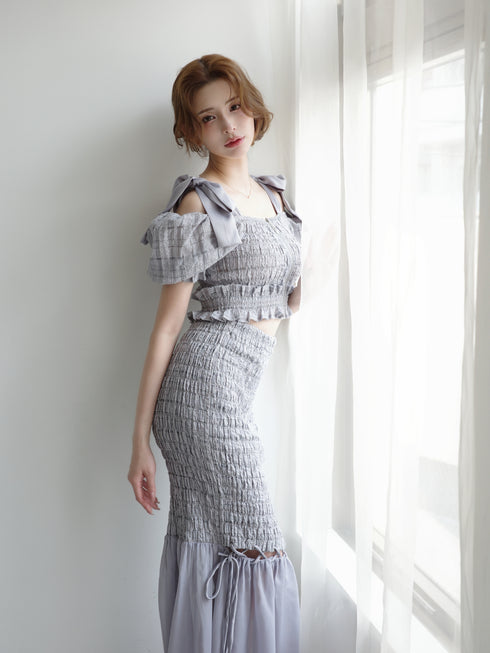 ストリングコアオフショルシャーリングセットアップ