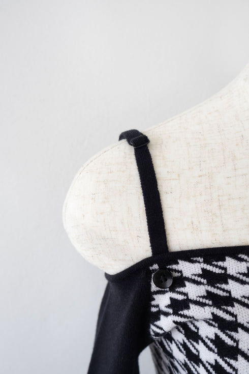 2wayハウンドトゥースストリングコアワンピース