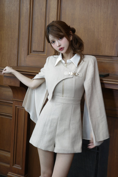 シアードッキングバックルツイードコンビネゾン