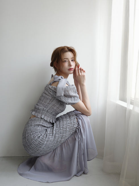 ストリングコアオフショルシャーリングセットアップ