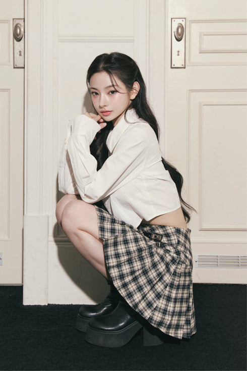 ベルテッドプレッピースカート