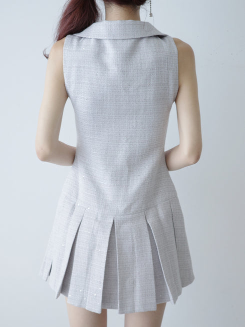 シャイニーツイードジップワンピース