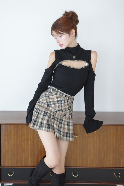 フェイクドッキングプレイドミニスカート