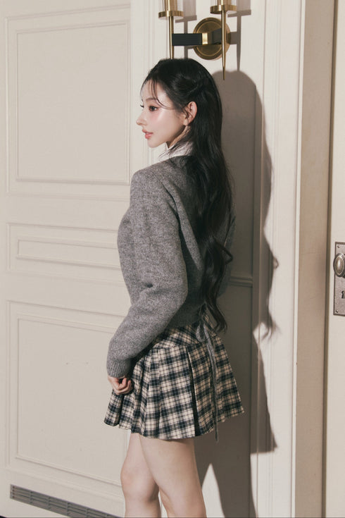 バックレースアップニットトップス