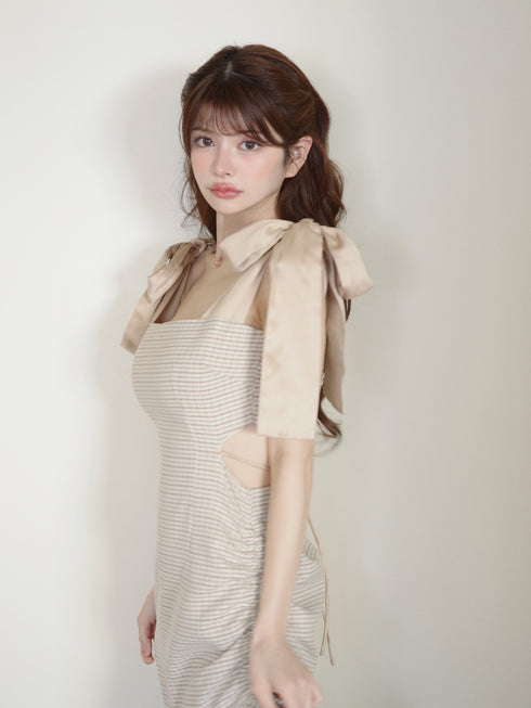 バックオープンハウンドチェックワンピース