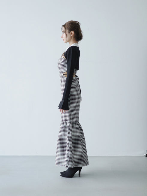 Back open houndstooth ensemble